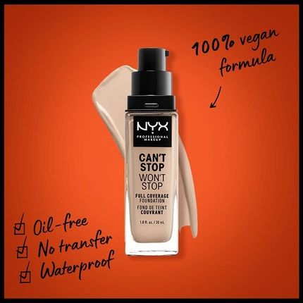 Nyx Can'T Stop Won'T Stop Full Coverage Foundation Alabaster 02 30Ml