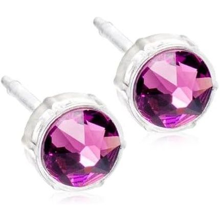 Blomdahl Nickel Free Medical Plastic 6Mm Crystal Stud Earrings