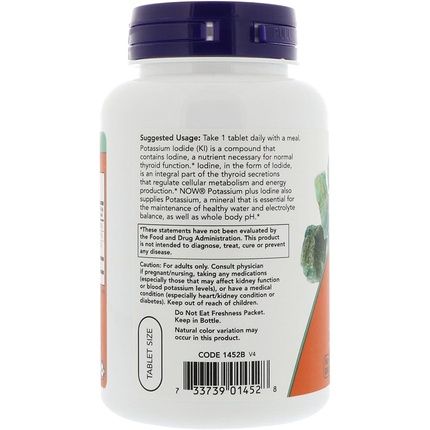 Now Foods Potassium Plus Iodine 180 Tablets 200G