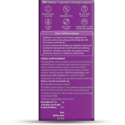 Vitabiotics Diabetone Plus 56 Tablets/Capsules - Image 3