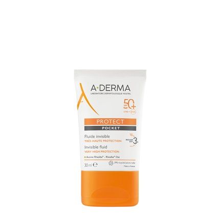 Aderma Sun Fluid SPF 50 حماية الجيب، حماية عالية جدًا، سائل غير مرئي 30 مل