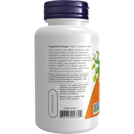 Now Foods Lion'S Mane 500Mg Super Mushroom Supplement - Organic - Image 3