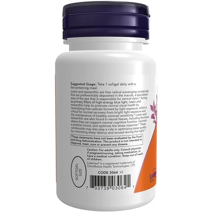 Now Lutein & Zeaxanthin Supplement 25Mg Lutein 5Mg Zeaxanthin 60 Softgels - Image 3