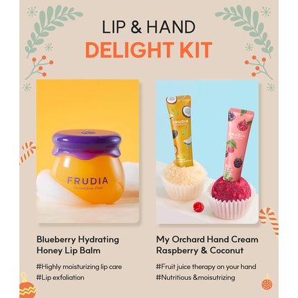 Welcos Frudia Re:Proust Honey Lip Balm And Hand Cream Gift Set Hello Winter Christmas Edition Blueberry Hydrating Honey Lip Balm 0.33Fl Oz Raspberry Hand Cream 1.05Oz Coconut Hand Cream 1.05Oz - Image 3