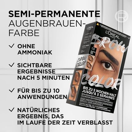 L'Oreal Paris Eyebrow Color For A Radiant And Perfectly Groomed Look Ammonia-Free Eyebrow Color Brow Color 1.0 Black - Image 3