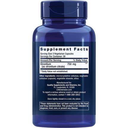 Life Extension Strontium Caps Mineral For Bone Health 750Mg 90 Veggie Caps