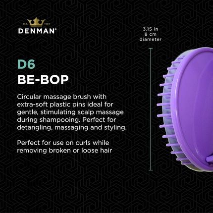 Denman Purple Scalp Massager And Detangling Hair Brush For Thick Or Thin Hair Curly Or Straight Hair - Shower Or Bath - Head And Beard Scrubber - Women And Men D6