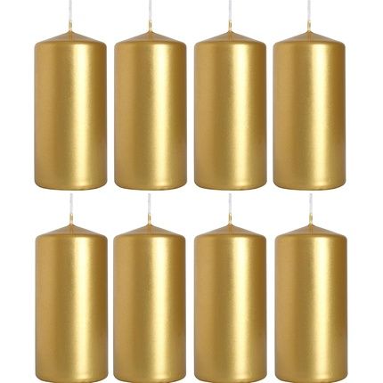 Pillar Candles In Gold 5Cm/10Cm