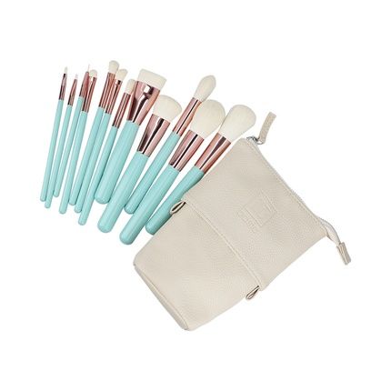 Ilu Basic Set 12 Makeup Brushes With Turquoise Bag
