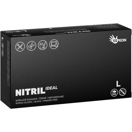 Espeon Nitrile Gloves - Ideal Black, Size L, 100 Pcs