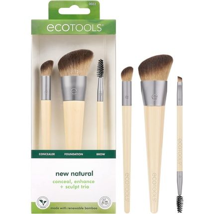 Ecotools New Natural Conceal Enhance & Sculpt Trio Makeup Brushes 3 Piece Set