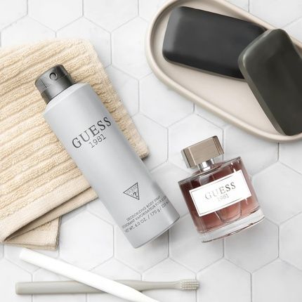 Guess 1981 Men Homme Eau De Toilette 3 Piece Gift Set - Cologne Spray 3.4 Fl. Oz., Deodorizing Body Spray 6.0 Oz., & Shower Gel 6.7 Fl. Oz. - Image 3