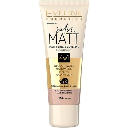 Eveline Cosmetics Matte Face Liquid Satin Foundation No. 104 30Ml 104 Beige 48G