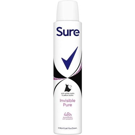 Sure Invisible Pure Anti-Perspirant Aerosol Deodorant For Women 48-Hour Sweat And Odour Protection 200Ml Fresh