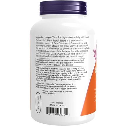 Now Foods Beta-Sitosterol Plant Sterols 180 Softgels - Image 3