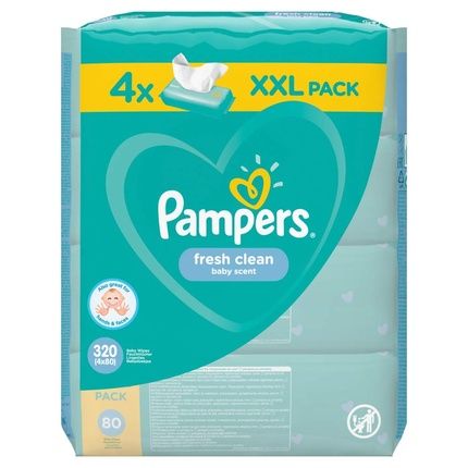 Pampers Fresh Clean Moist Wipes 80 Wipes 4 Pack - 320 Wipes