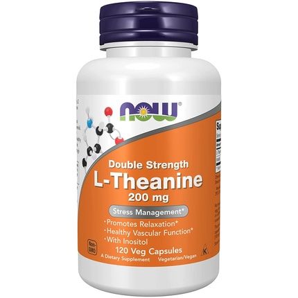 Now Supplements L-Theanine 200Mg With Inositol Stress Management 120 Veg Capsules