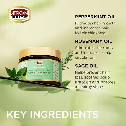 African Pride Feel It Formula Hair Strengthening Mask Treatment Peppermint Rosemary Sage 12Oz