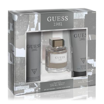 Guess 1981 Men Homme Eau De Toilette 3 Piece Gift Set - Cologne Spray 3.4 Fl. Oz., Deodorizing Body Spray 6.0 Oz., & Shower Gel 6.7 Fl. Oz.