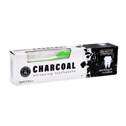 Beauty Formulas Charcoal Whitening Toothpaste Set - 100Ml Toothpaste + 1 Toothbrush