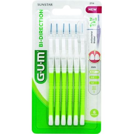 Gum Bi-Direction Interdental Brushes 0.7Mm 6 Pack White