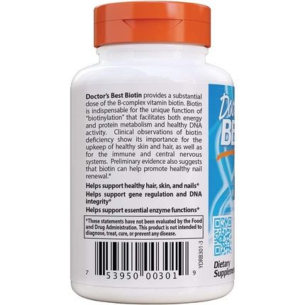 Doctor'S Best Biotin 5000Mcg B-Complex Vitamin For Energy And Protein Metabolism 120 Capsules - Image 3
