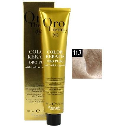 Fanola Oro Puro Therapy Keratin Hair Color No.11.7 Super Blonde Platinum Iridescent 100Ml