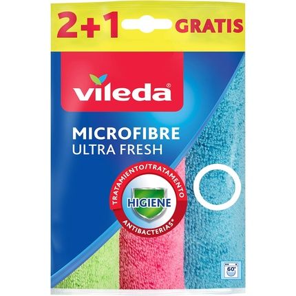Vileda Ultrafresh Microfiber Cleaning Cloths, Antibacterial, Size 30 X 30 Cm