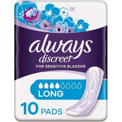Always Discreet Incontinence Pads Plus Long 10 Pads