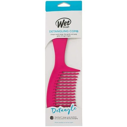 Wetbrush Detangling Easy Glide Comb Wave Tooth Design For All Hair Types Pink