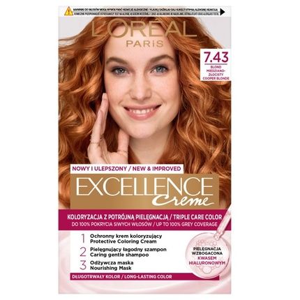 L'Oreal Excellence Creme Hair Color 7.43 Copper-Golden Blonde