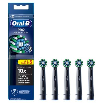 Oral B Pro Cross Action Toothbrush Heads Black 5 Counts