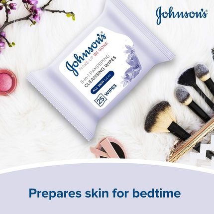 Johnson'S Make Up Be Gone Pampering Wipes Moonflower 25 Count