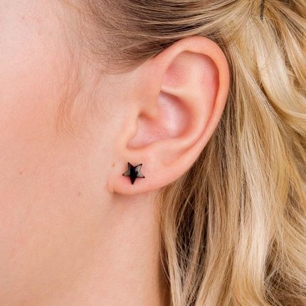 Blomdahl Hypoallergenic Black Titanium 8Mm Star Stud Earrings - Image 3