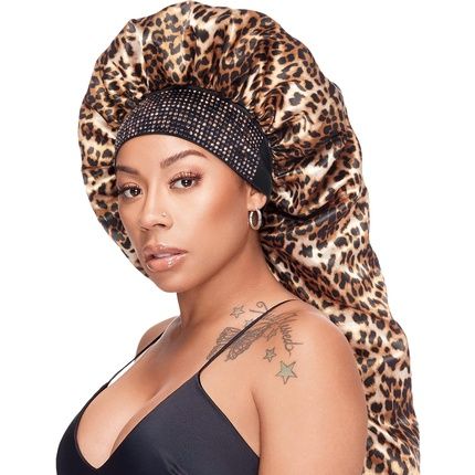 Red By Kiss Wide Edge Bonnet Silky Sleep Cap Diamond Bling Keyshia Cole Frizz Free Luxe Leopard