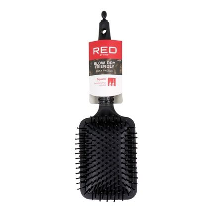 Red Kiss Rubberized Paddle Brush Square - Perfect For Styling And Detangling Hair