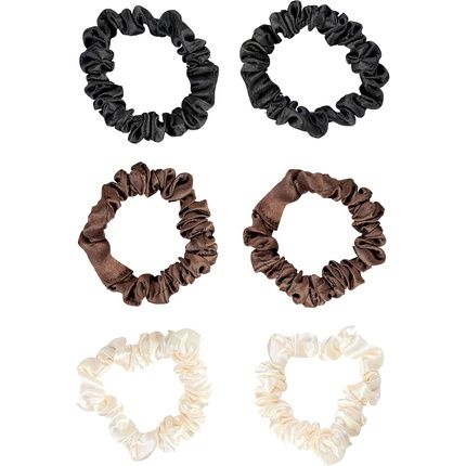 Brushworks Skinny Satin Scrunchies - Pack Of 6