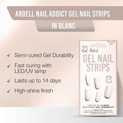 Ardell Nail Addict Semi-Cured Gel Nail Strips - Blanc, Long-Lasting Wear - Image 3