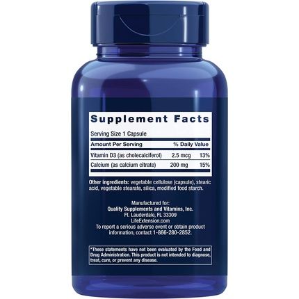 Life Extension Calcium Citrate With Vitamin D Super Absorbable Bone Health D3 Supplement 200 Capsules
