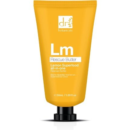 Dr Botanicals Lemon Rescue Body Butter 50Ml - Rich Zesty Body Butter For Face Hands Body Feet Great Dry Skin Patches