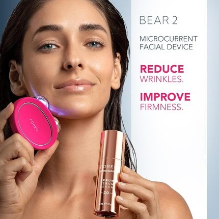 Foreo Bear 2 Full Facelift Skin Care Set With Microcurrent Facial Device Supercharged Serum 2.0 30Ml Supercharged Ha+Pga Triple Action Intense Moisturizer 15Ml Anti Aging Skincare Tools Fuchsia - Image 3