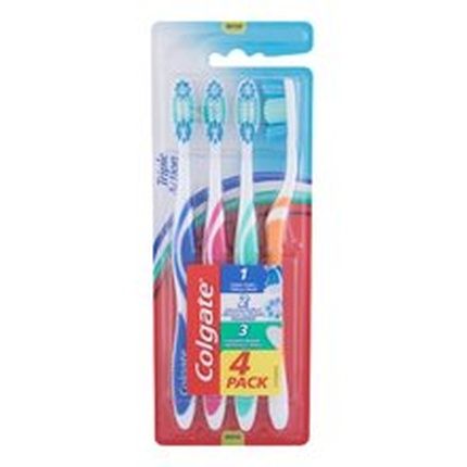 Colgate Triple Action Medium Toothbrush 4 Pack With Shaped Bristles