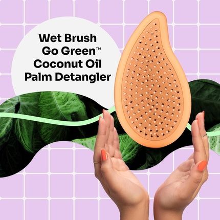Wetbrush Go Green Palm Detangler With Ultra Soft Intelliflex Bristles Coconut Oil Infused Orange