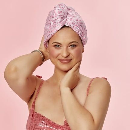 Barbie Glov Double-Sided Hair Towel Sport Satin And Absorbent Hair Towel Turban Satin Hair Cap For Night Hair Sleep Cap And Sport Hair Turban Quick-Drying Microfiber Pink Panther
