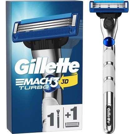 Gillette Mach3 Turbo Men'S Wet Razor + 1 Razor Blade With 3-Blade, Gift For Men New