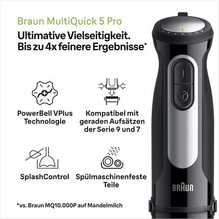 Braun Multiquick 5 Pro Mq55755M Hand Blender With 25 Speeds Easy Click System Plus 1000W Black Including Mini Food Processor Chopper Whisk Mixing And Measuring Cup 600Ml Version 2024 - Mini Food Processor