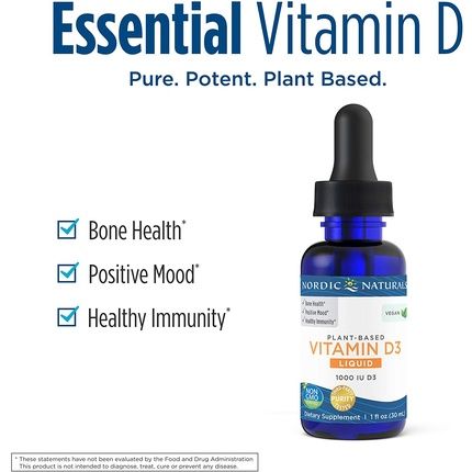 Nordic Naturals Plant-Based Vitamin D3 Liquid 1000 Iu 1 Oz