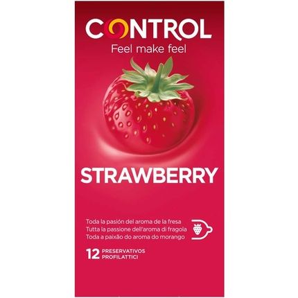 Control Strawberry Condoms 12 Condoms Strawberry Scent Lubricant Safe Sex