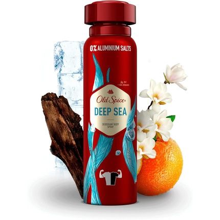 Old Spice Deep Sea Deodorant Body Spray For Men 150Ml 48H Fresh 0% Aluminium Salts Anti-White Marks And Yellow Stains
