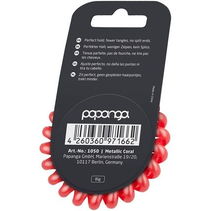 Papanga Metal Edition Spiral Hair Elastics Size Big, Colour: Metallic Coral - Image 3